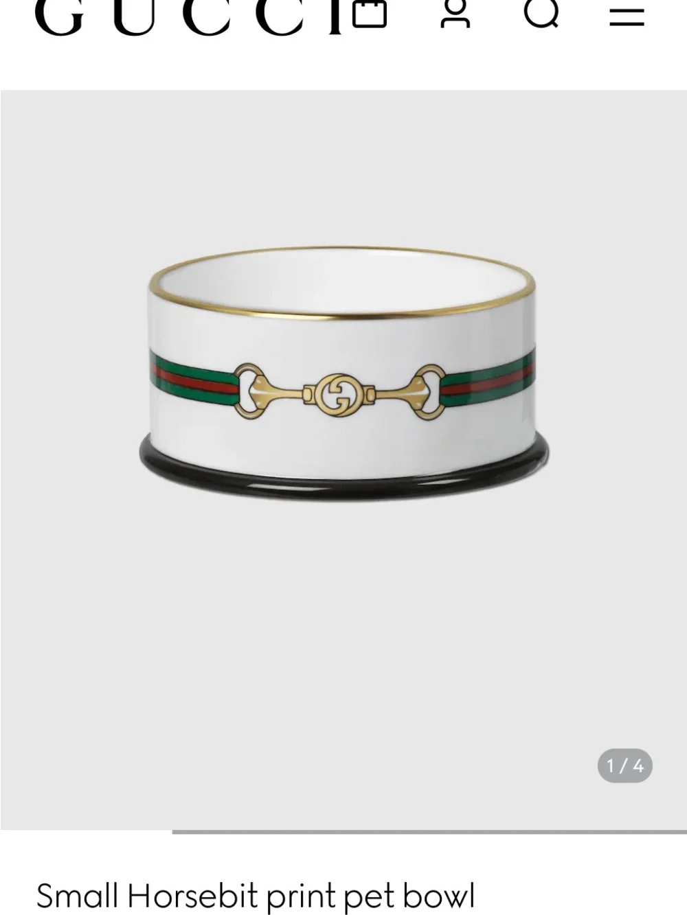 Gucci Small Horsebit Print Pet Bowl
